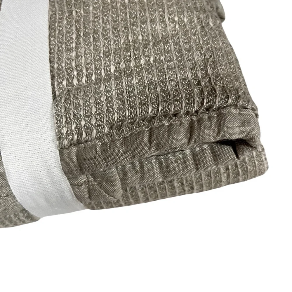Pottery Barn NEW Set of Two Belgian Flax Linen Waffle Weave Pillow Shams King